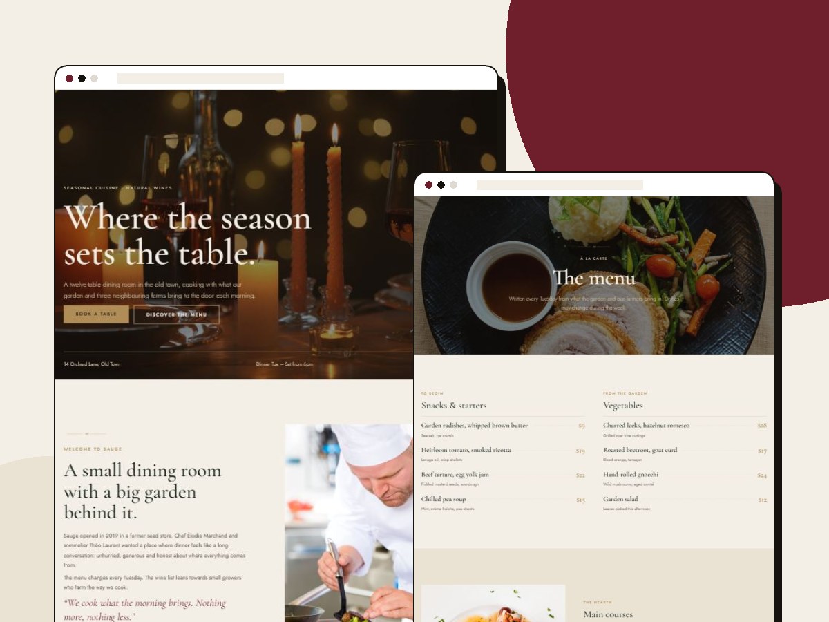 Sauge – Fine Dining & Wine Bar Elementor Pro Kit